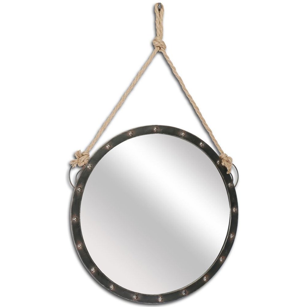 39" Black Metal Round Framed Accent Mirror HomeRoots