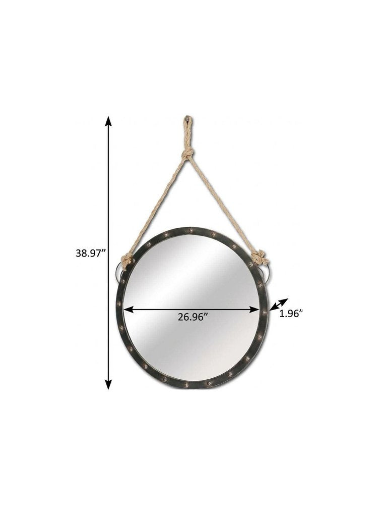 39" Black Metal Round Framed Accent Mirror — view 7