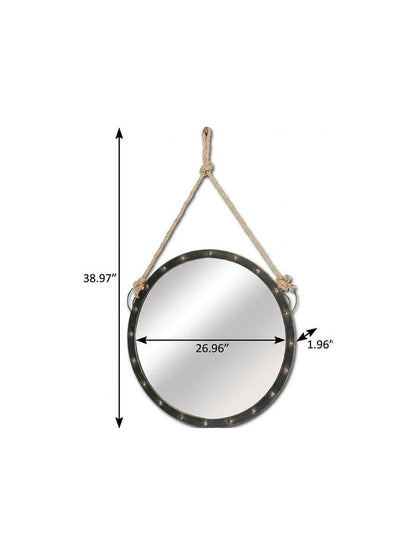 39" Black Metal Round Framed Accent Mirror HomeRoots
