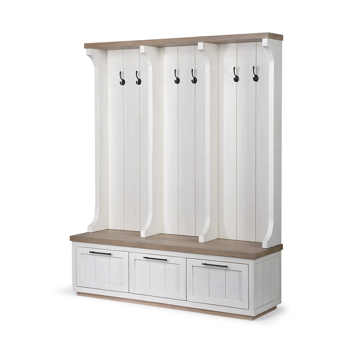 76" White Solid Wood Six Hook Freestanding Coat Rack HomeRoots