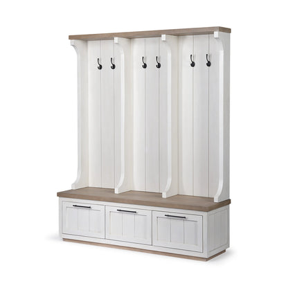 76" White Solid Wood Six Hook Freestanding Coat Rack HomeRoots