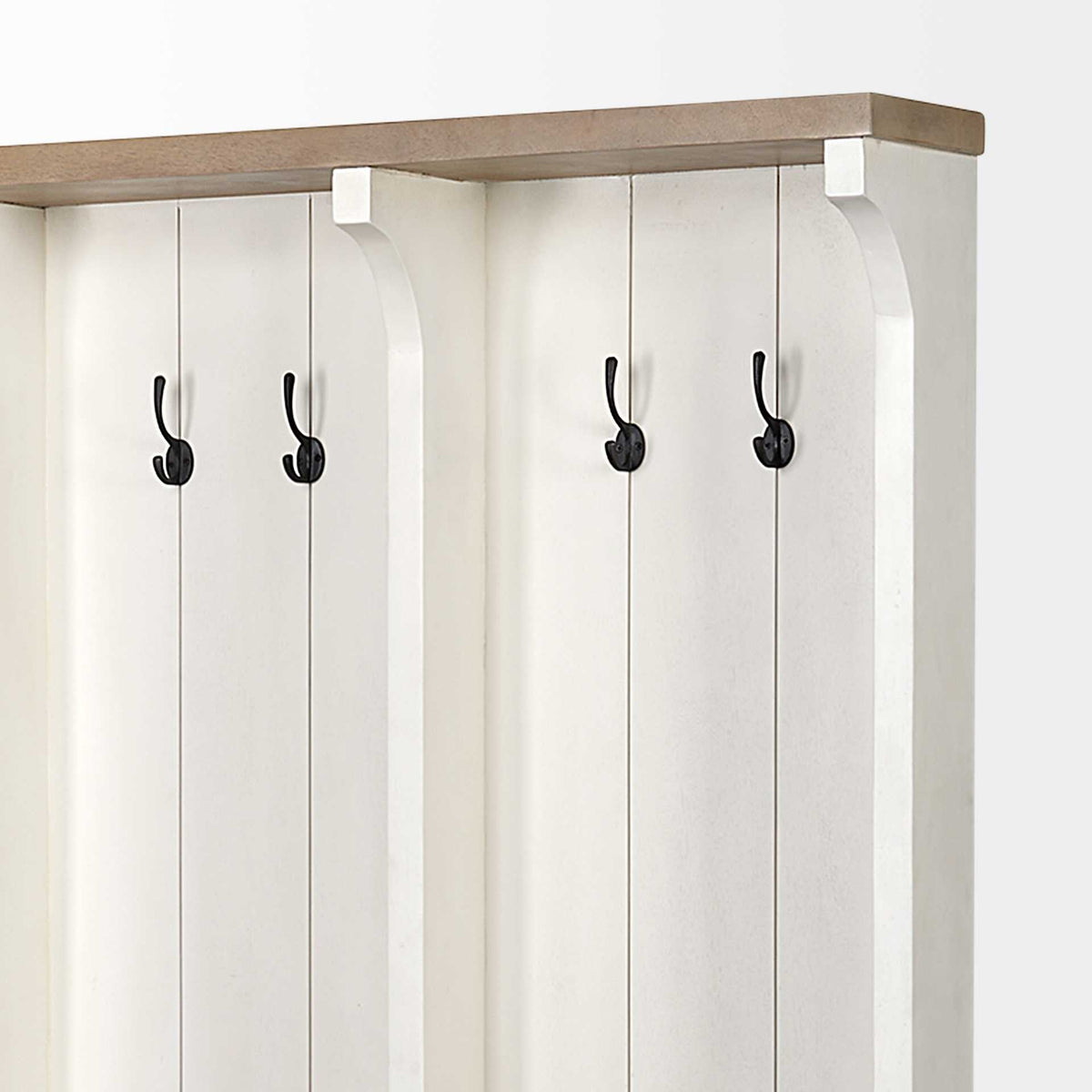 76" White Solid Wood Six Hook Freestanding Coat Rack HomeRoots