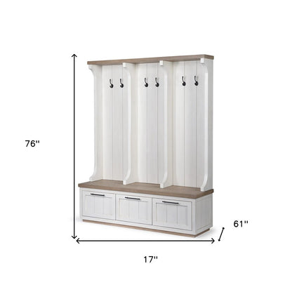 76" White Solid Wood Six Hook Freestanding Coat Rack HomeRoots
