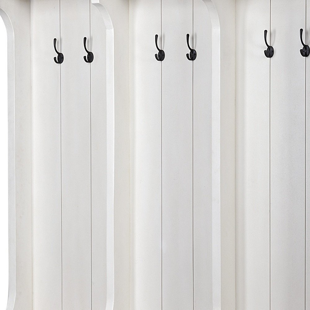 76" White Solid Wood Six Hook Freestanding Coat Rack HomeRoots