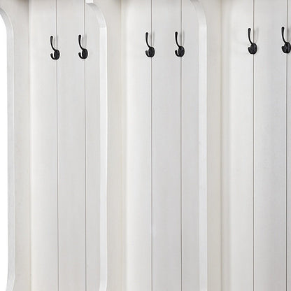 76" White Solid Wood Six Hook Freestanding Coat Rack HomeRoots