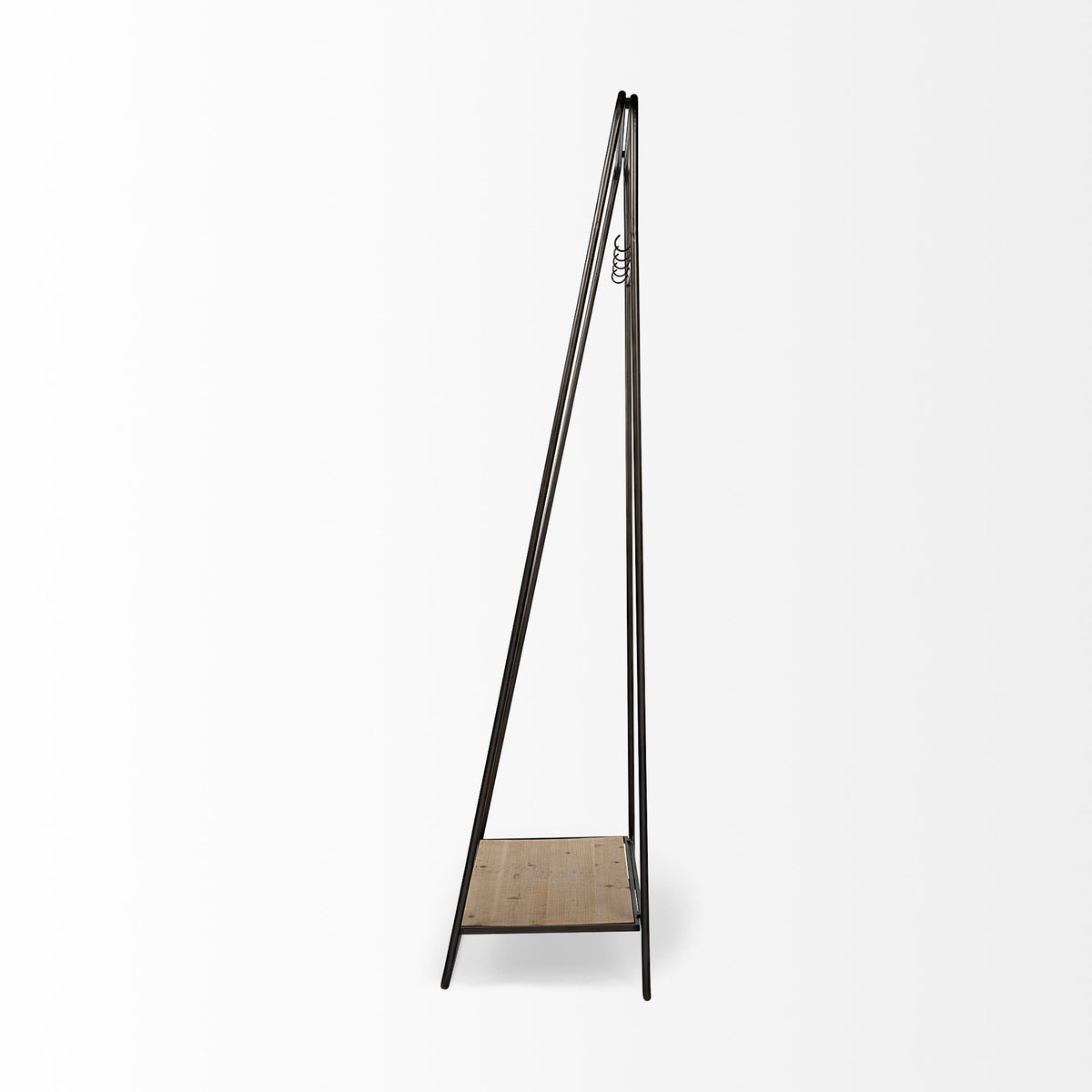 Black Pipe Metal And Wood Shelf Hall Tree — view 3