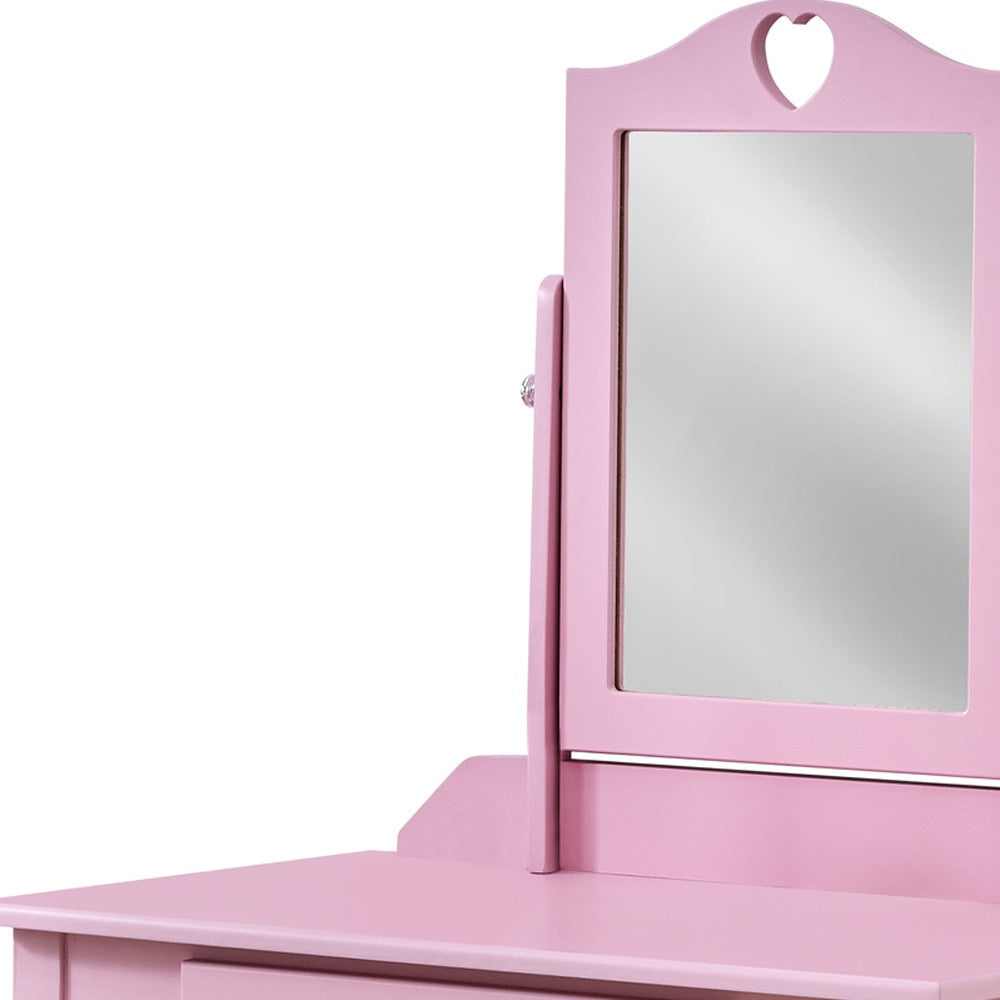 Pink Vanity Mirror And Storage Drawer