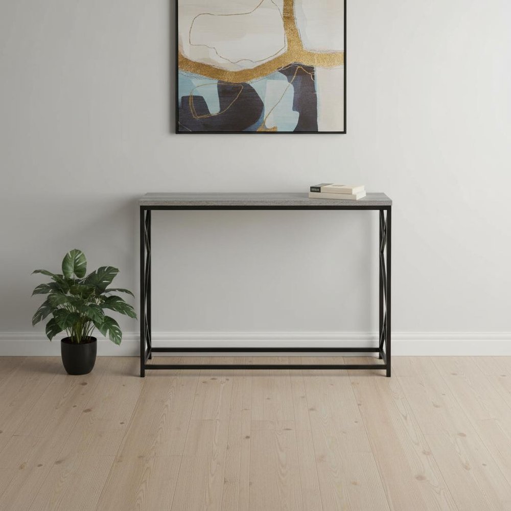44" Gray and Black Frame Console Table HomeRoots