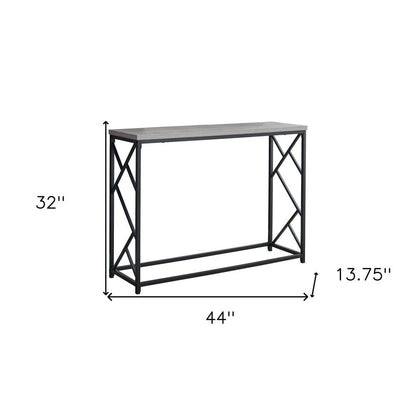 44" Gray and Black Frame Console Table HomeRoots
