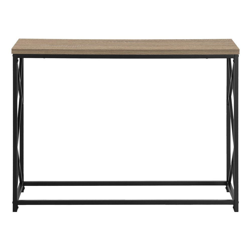 44" Taupe and Black Wood and Metal Frame Console Table HomeRoots