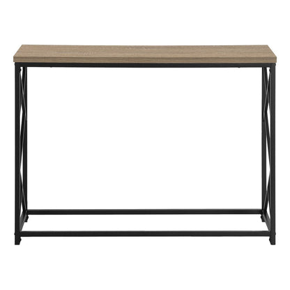 44" Taupe and Black Wood and Metal Frame Console Table HomeRoots