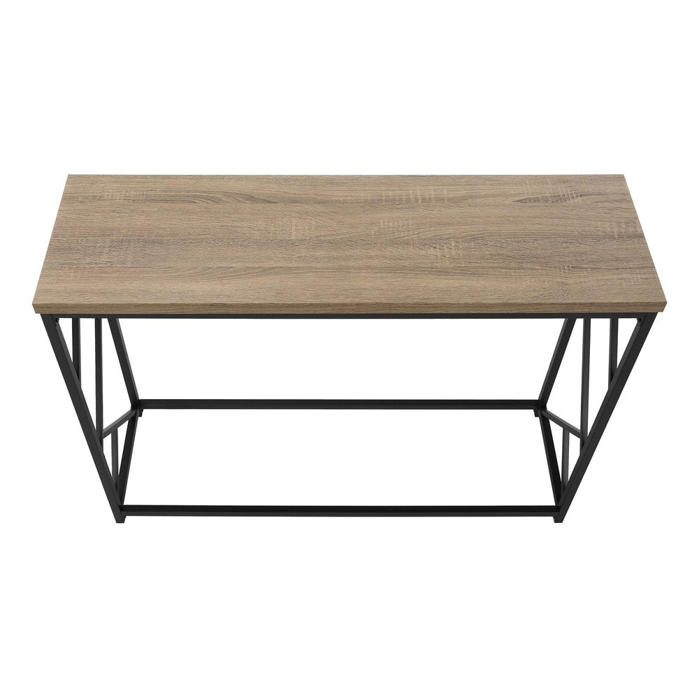 44" Taupe and Black Wood and Metal Frame Console Table HomeRoots