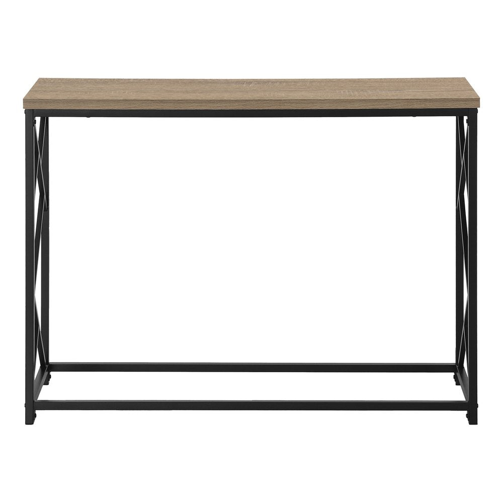 44" Taupe and Black Wood and Metal Frame Console Table HomeRoots