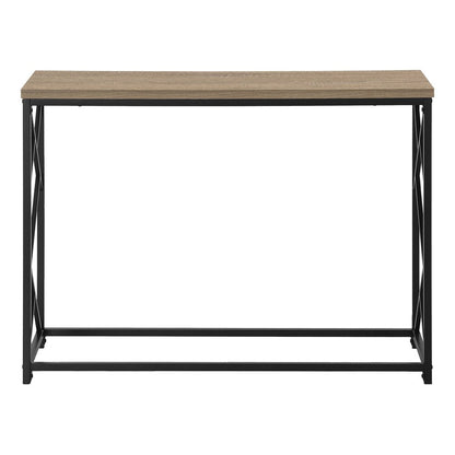 44" Taupe and Black Wood and Metal Frame Console Table HomeRoots