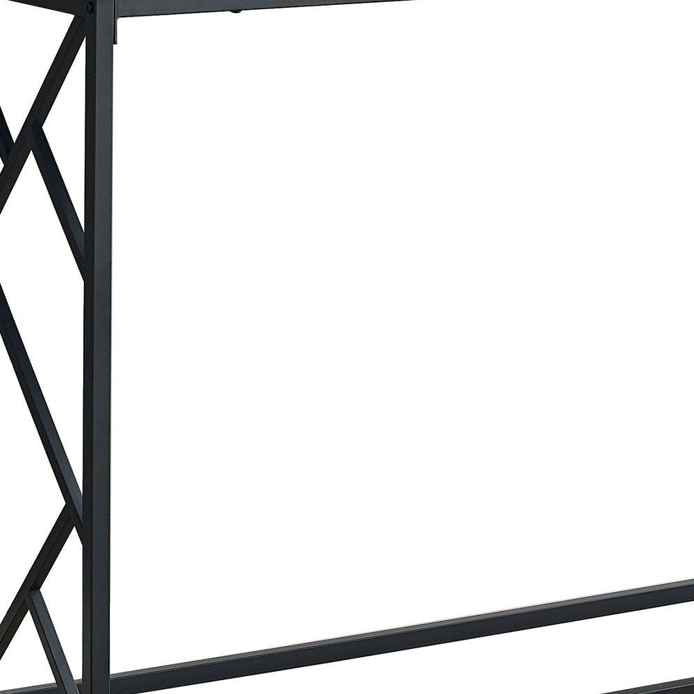 44" Taupe and Black Wood and Metal Frame Console Table HomeRoots