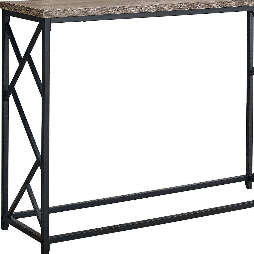 44" Taupe and Black Wood and Metal Frame Console Table HomeRoots