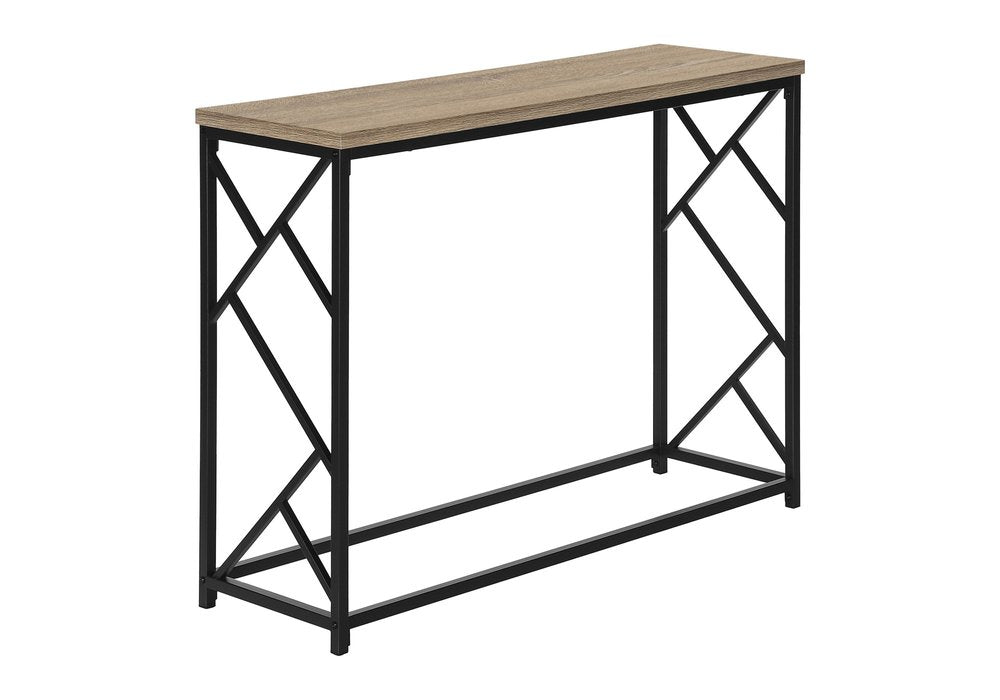 44" Taupe and Black Wood and Metal Frame Console Table HomeRoots