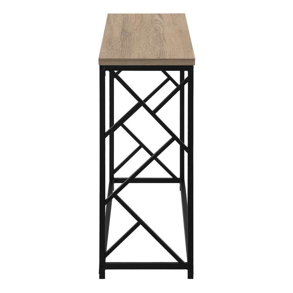 44" Taupe and Black Wood and Metal Frame Console Table HomeRoots
