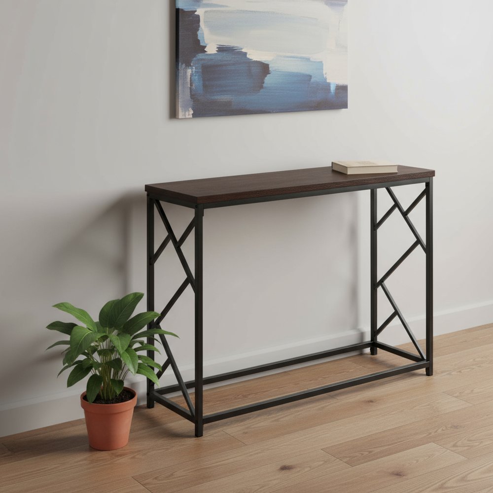 44" Brown And Black Frame Console Table HomeRoots