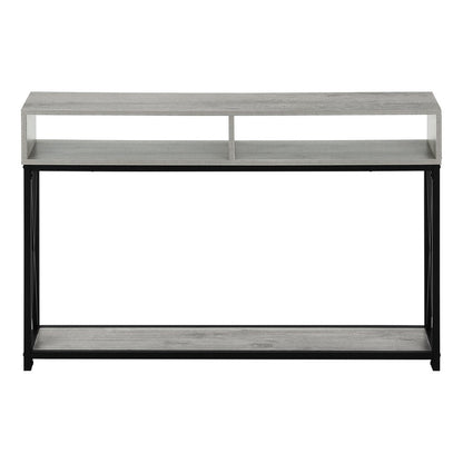 47" Gray and Black Wood and Metal Frame Console Table With Three Shelves HomeRoots