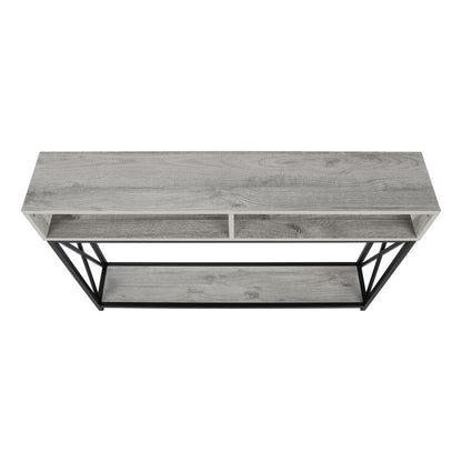 47" Gray and Black Wood and Metal Frame Console Table With Three Shelves HomeRoots