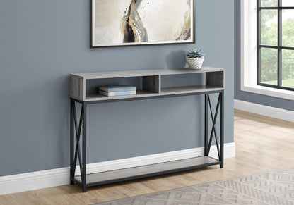 47" Gray and Black Wood and Metal Frame Console Table With Three Shelves HomeRoots