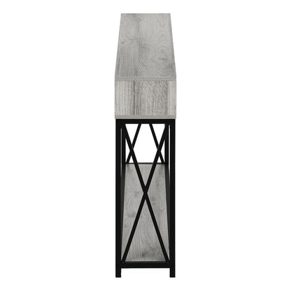 47" Gray and Black Wood and Metal Frame Console Table With Three Shelves HomeRoots