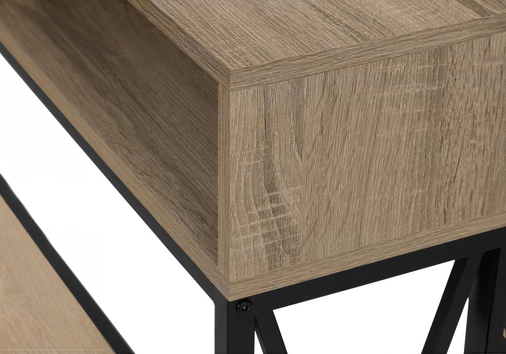 47" Taupe and Black Frame Console Table With Shelves HomeRoots