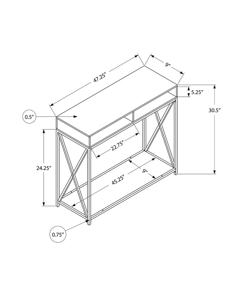 47" Taupe and Black Frame Console Table With Shelves HomeRoots