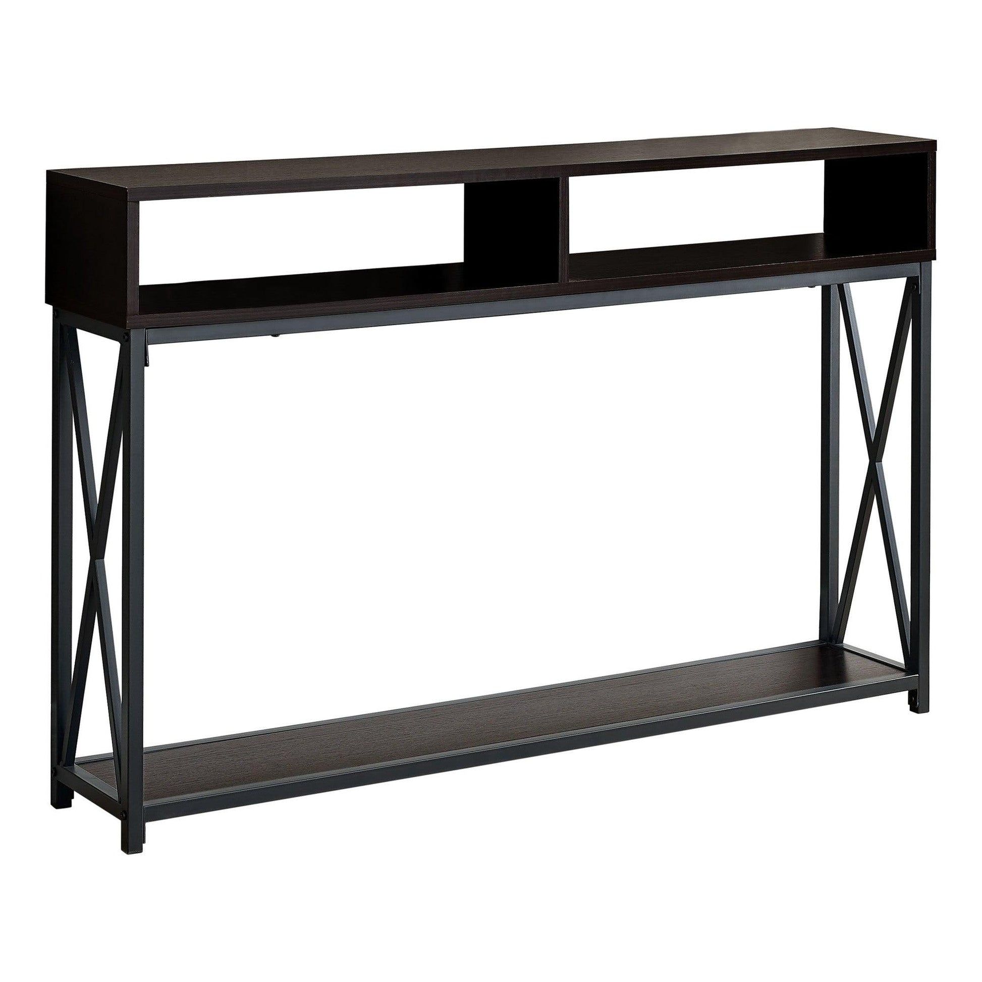 47" Brown And Black Frame Console Table With Storage - FurniFindUSA