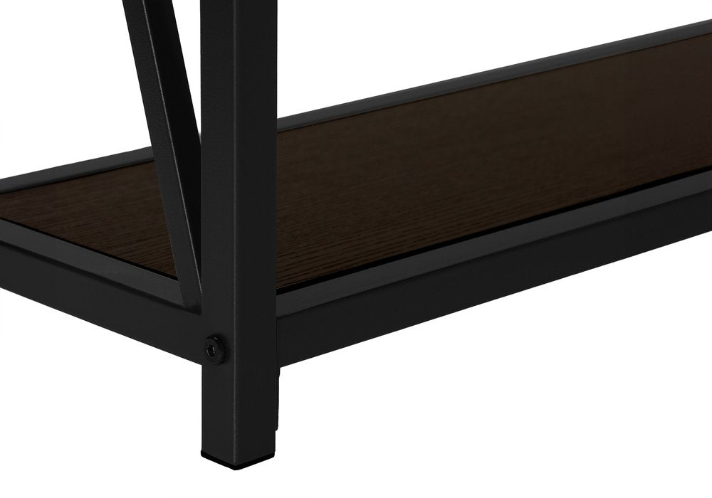 47" Brown and Black Frame Console Table With Shelves HomeRoots