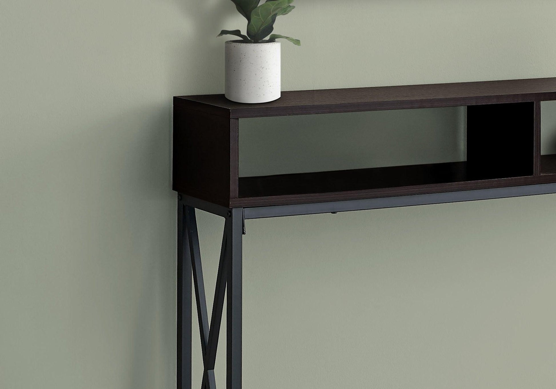 47" Brown And Black Frame Console Table With Storage - FurniFindUSA