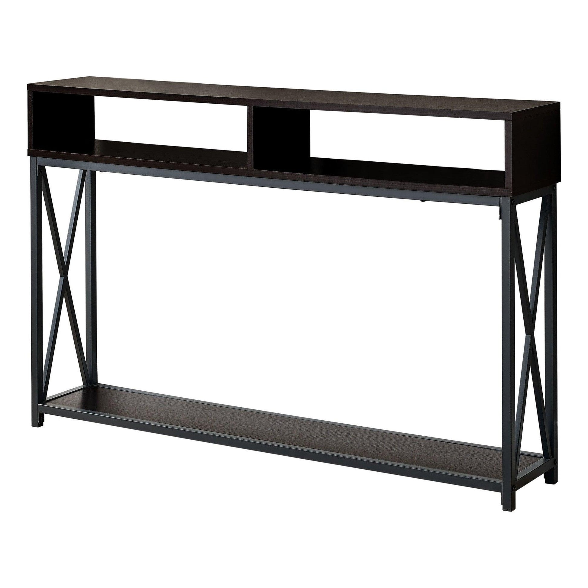 47" Brown And Black Frame Console Table With Storage - FurniFindUSA