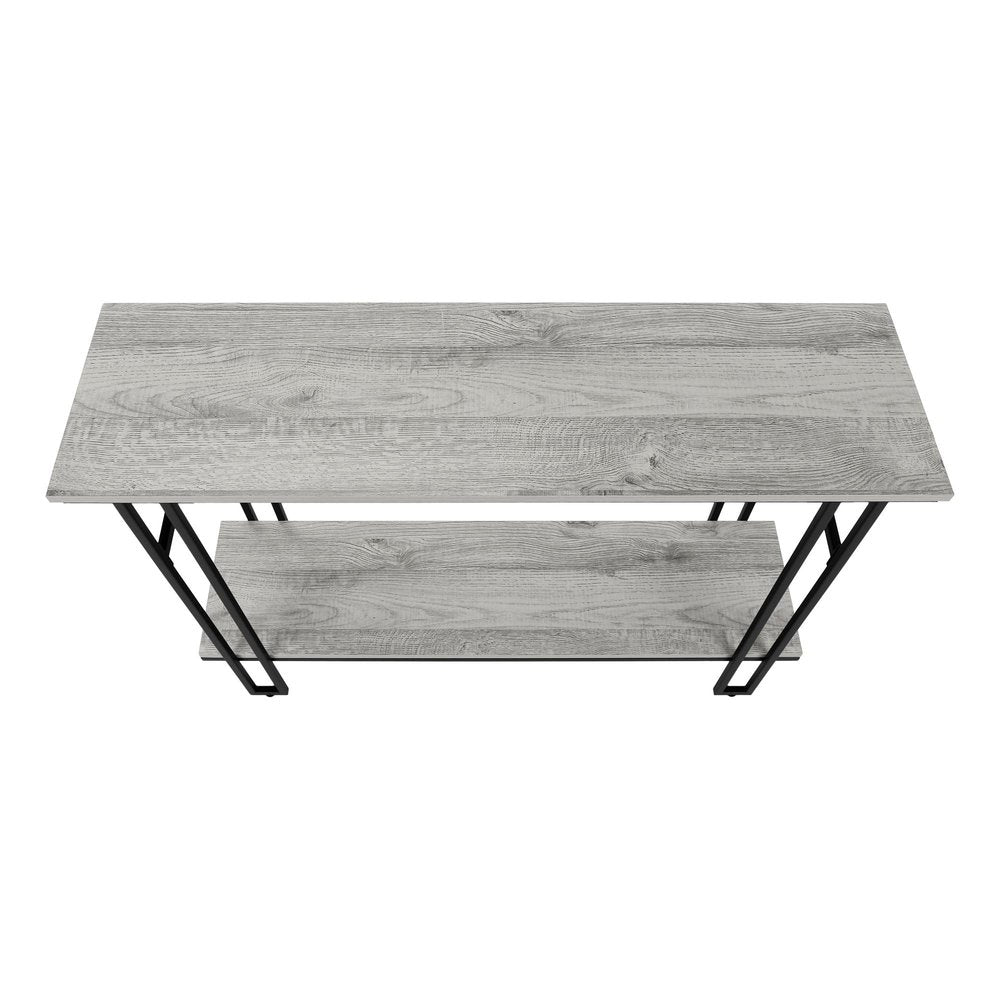 47" Gray and Black Frame Console Table With Shelves HomeRoots