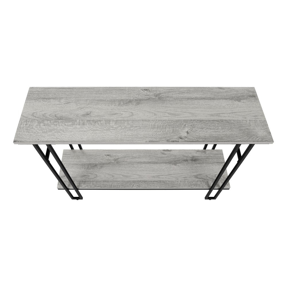 47" Gray and Black Frame Console Table With Shelves HomeRoots