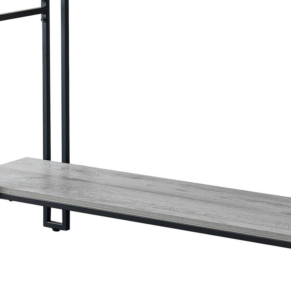 47" Gray and Black Frame Console Table With Shelves HomeRoots