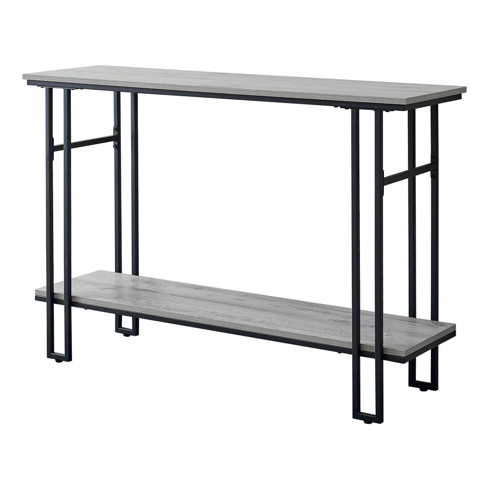 47" Gray and Black Frame Console Table With Shelves HomeRoots