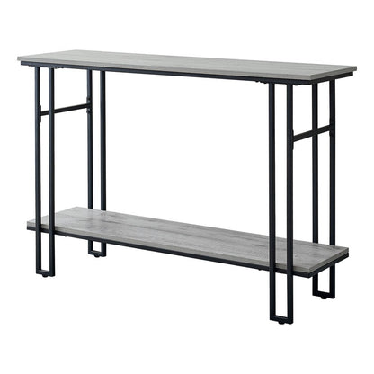 47" Gray and Black Frame Console Table With Shelves HomeRoots