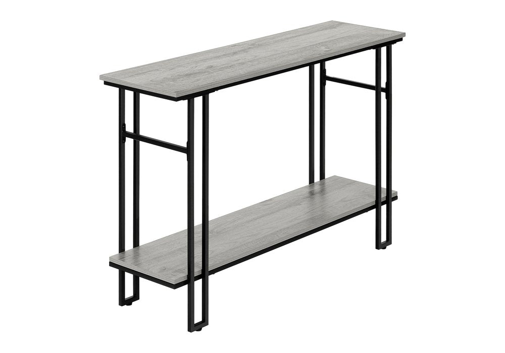 47" Gray and Black Frame Console Table With Shelves HomeRoots