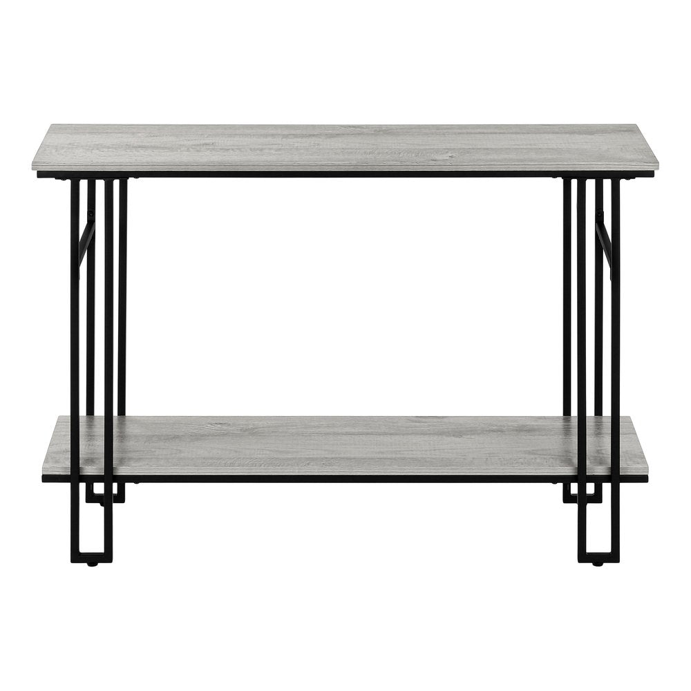 47" Gray and Black Frame Console Table With Shelves HomeRoots