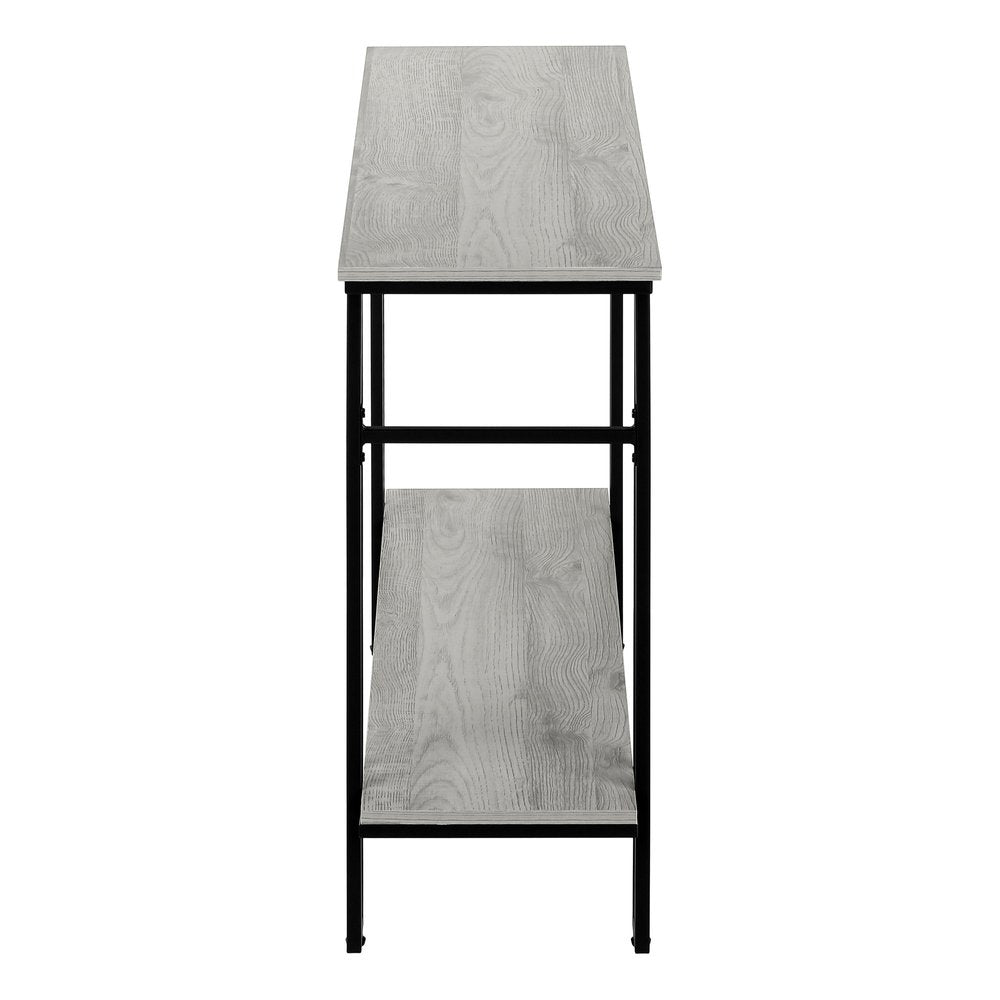 47" Gray and Black Frame Console Table With Shelves HomeRoots