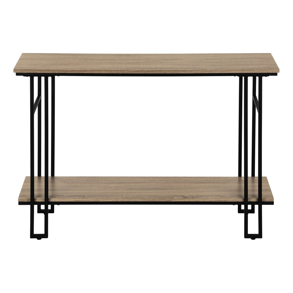 47" Gray and Black Frame Console Table With Shelves HomeRoots