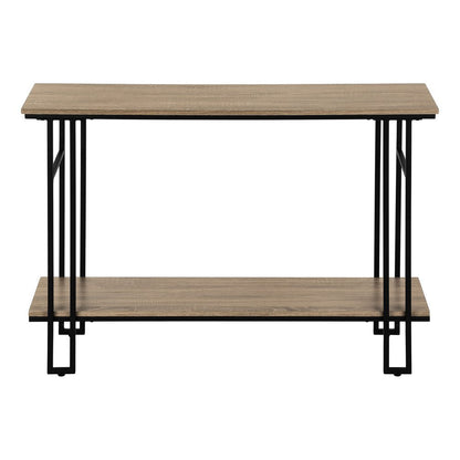 47" Gray and Black Frame Console Table With Shelves HomeRoots