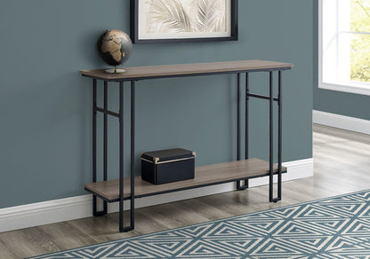 47" Gray and Black Frame Console Table With Shelves HomeRoots