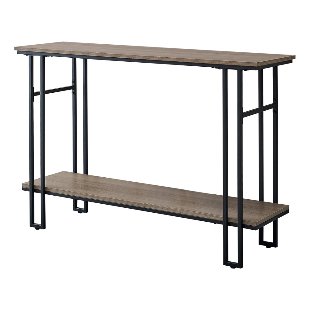 47" Gray and Black Frame Console Table With Shelves HomeRoots