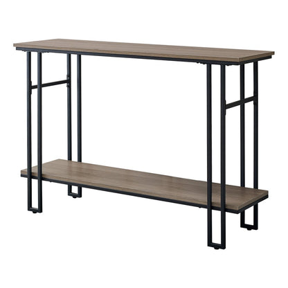 47" Gray and Black Frame Console Table With Shelves HomeRoots