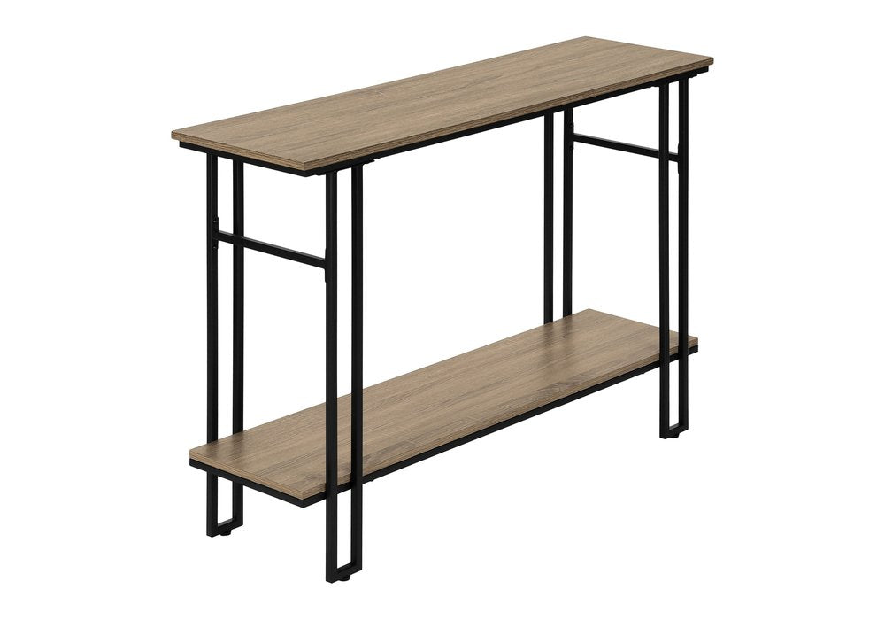 47" Gray and Black Frame Console Table With Shelves HomeRoots