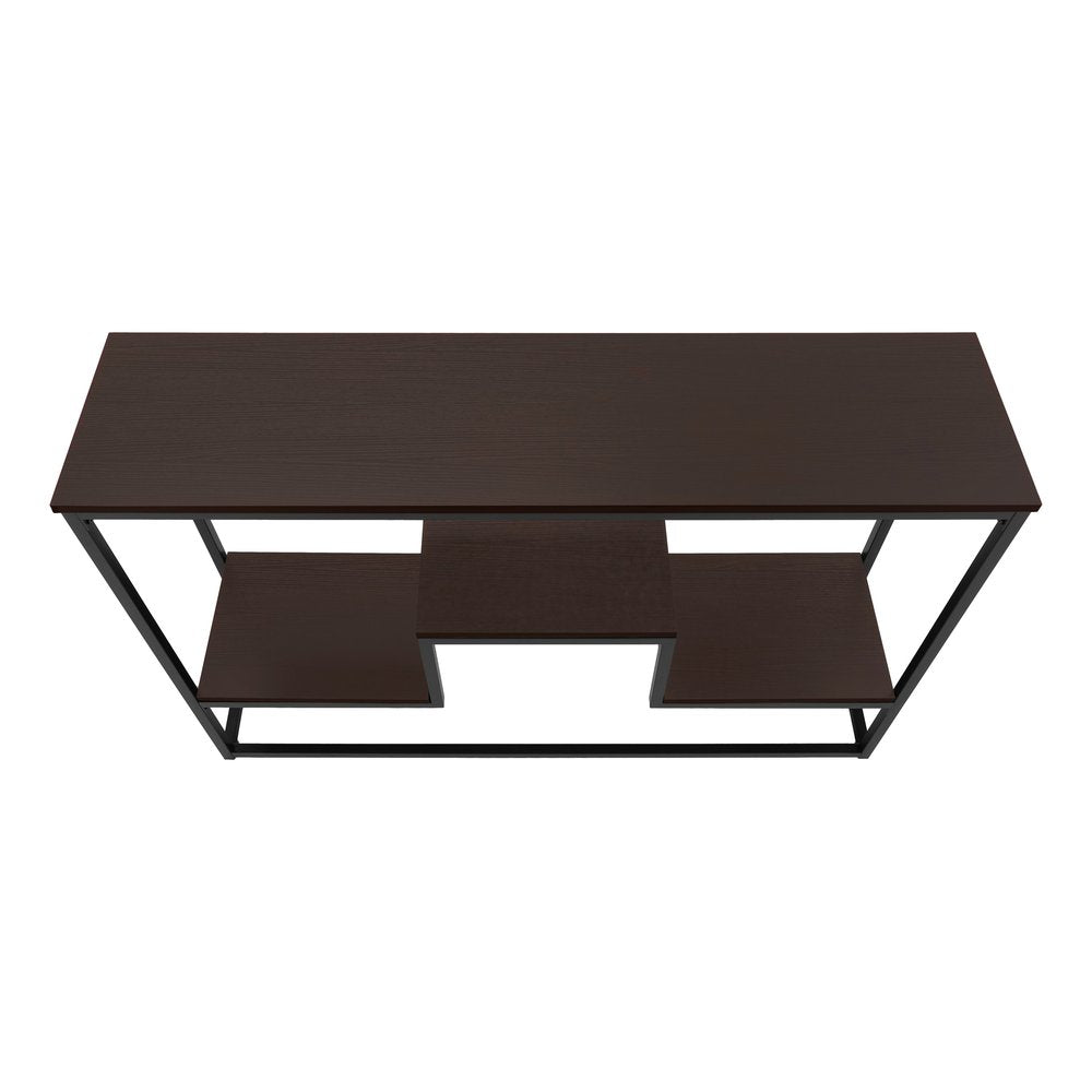 48" Brown and Black Frame Console Table With Shelves HomeRoots