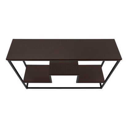 48" Brown and Black Frame Console Table With Shelves HomeRoots