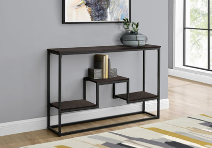 48" Brown and Black Frame Console Table With Shelves HomeRoots